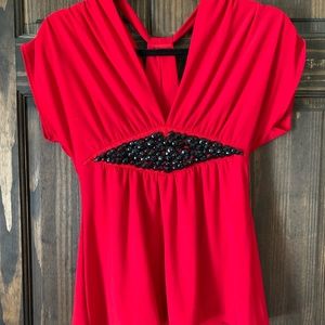 Red top from kiwi with black gem detail size small